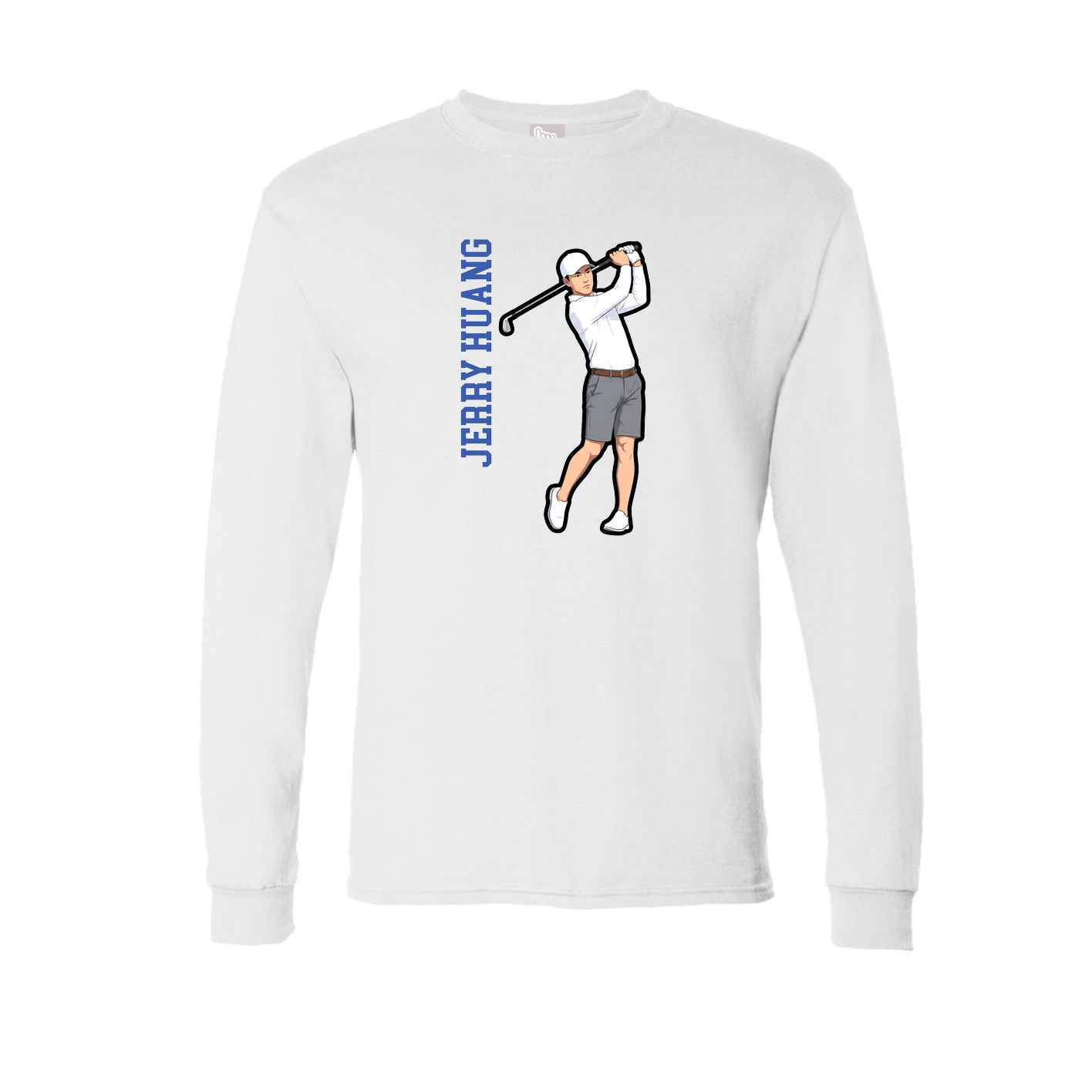 Long Sleeve Tee — Name Vertical in White