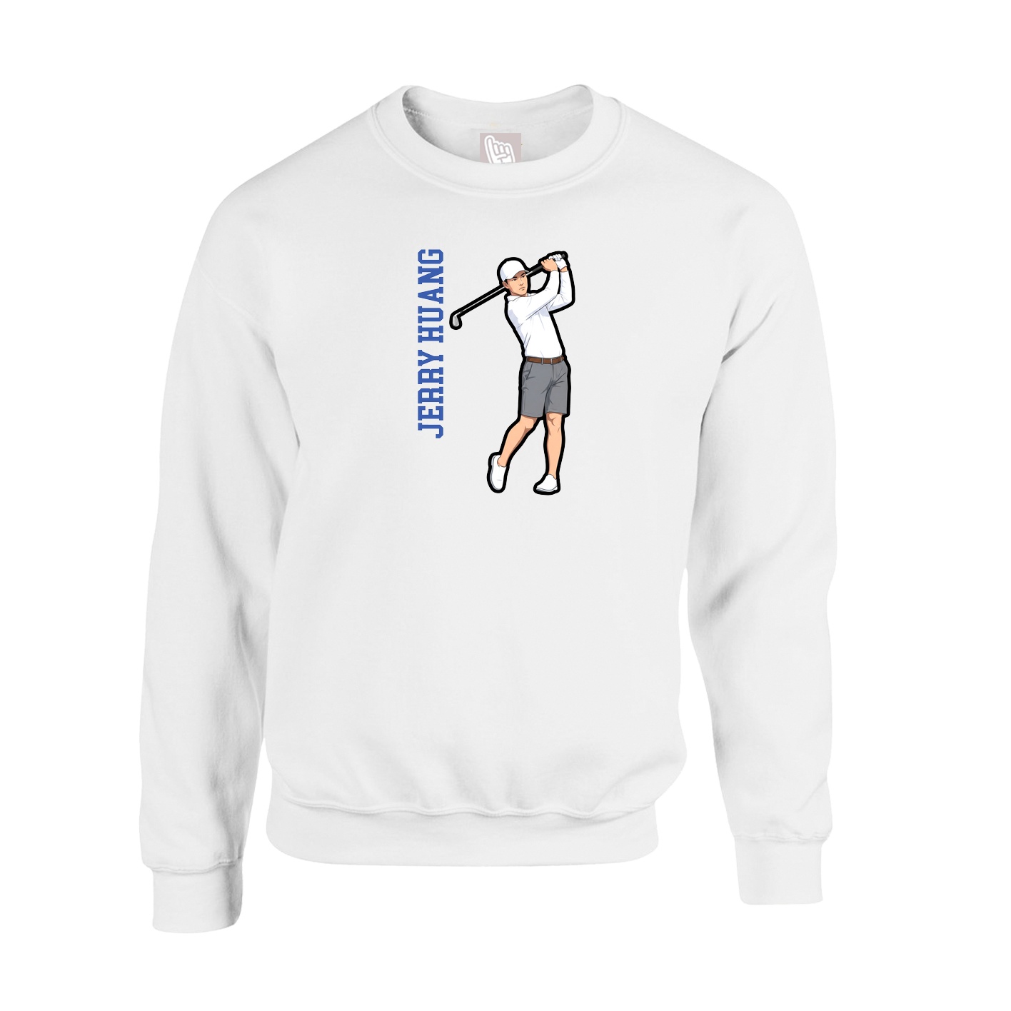 Fleece Crew — Name Vertical in White