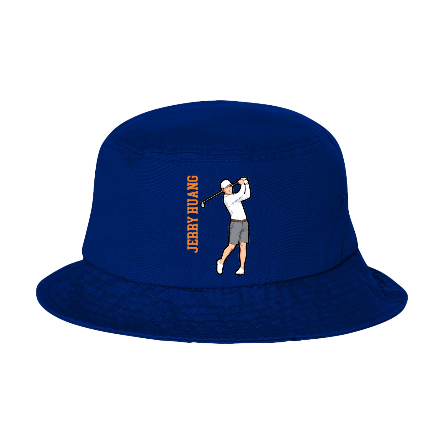 Bucket Cap — Name Vertical in Royal Blue