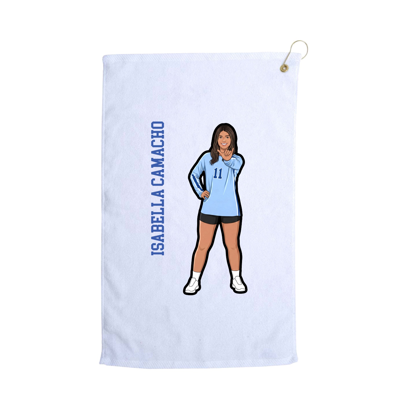 Golf Towel — Name Vertical in White