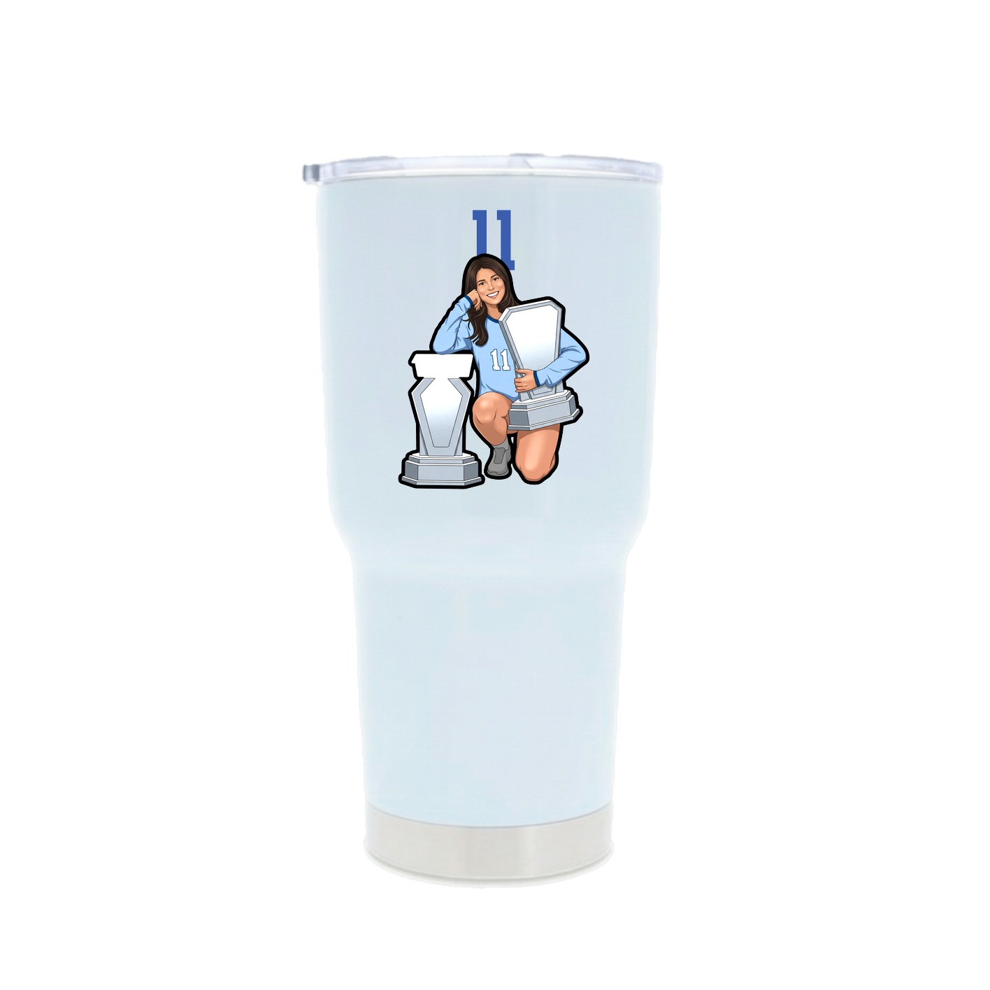 30oz Stainless Steel Tumbler — Number Top in White