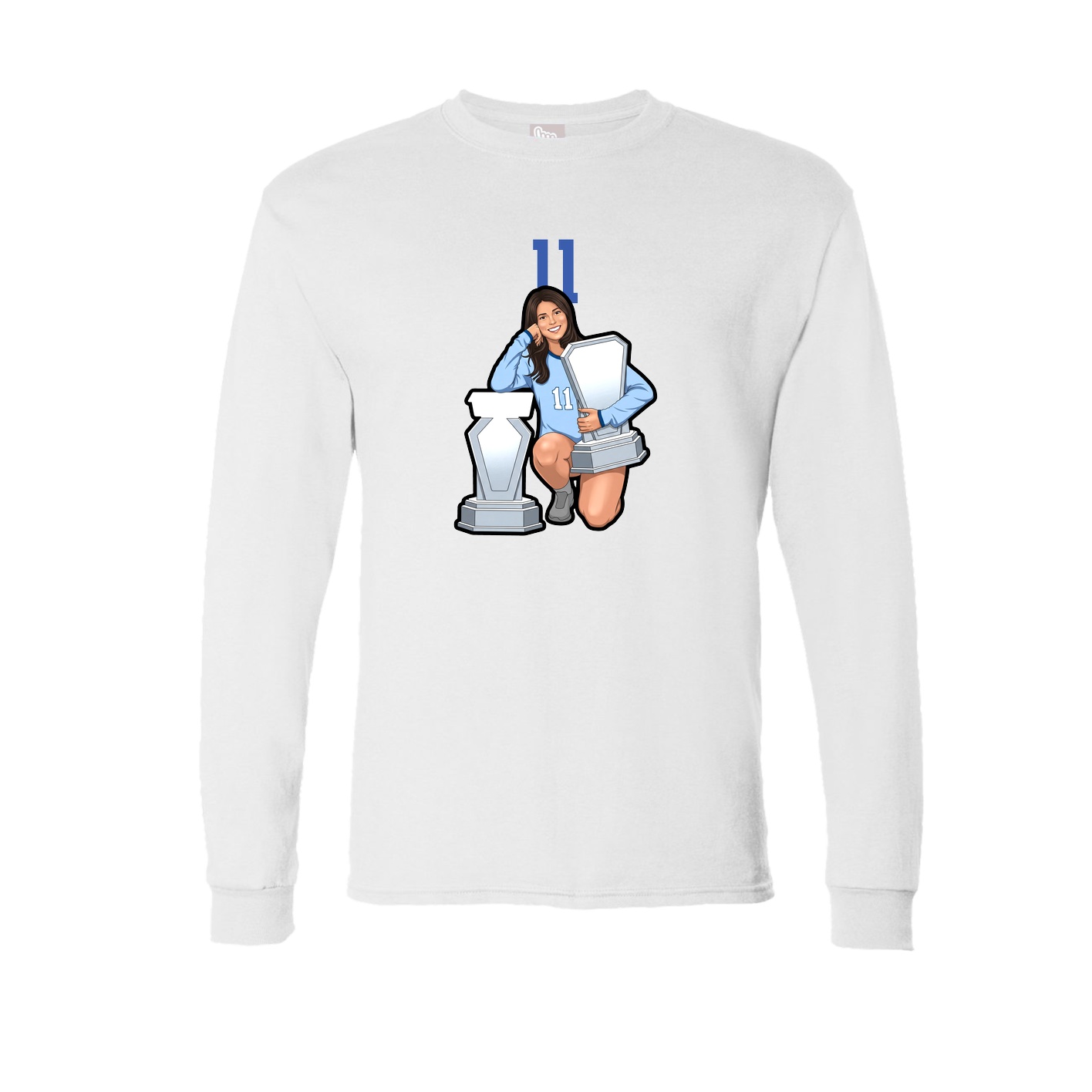 Long Sleeve Tee — Number Top in White