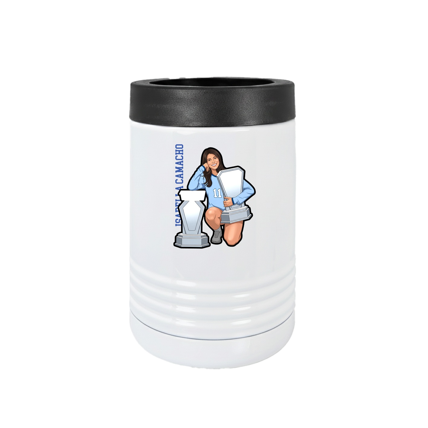 Beverage Holder — Name Vertical in White