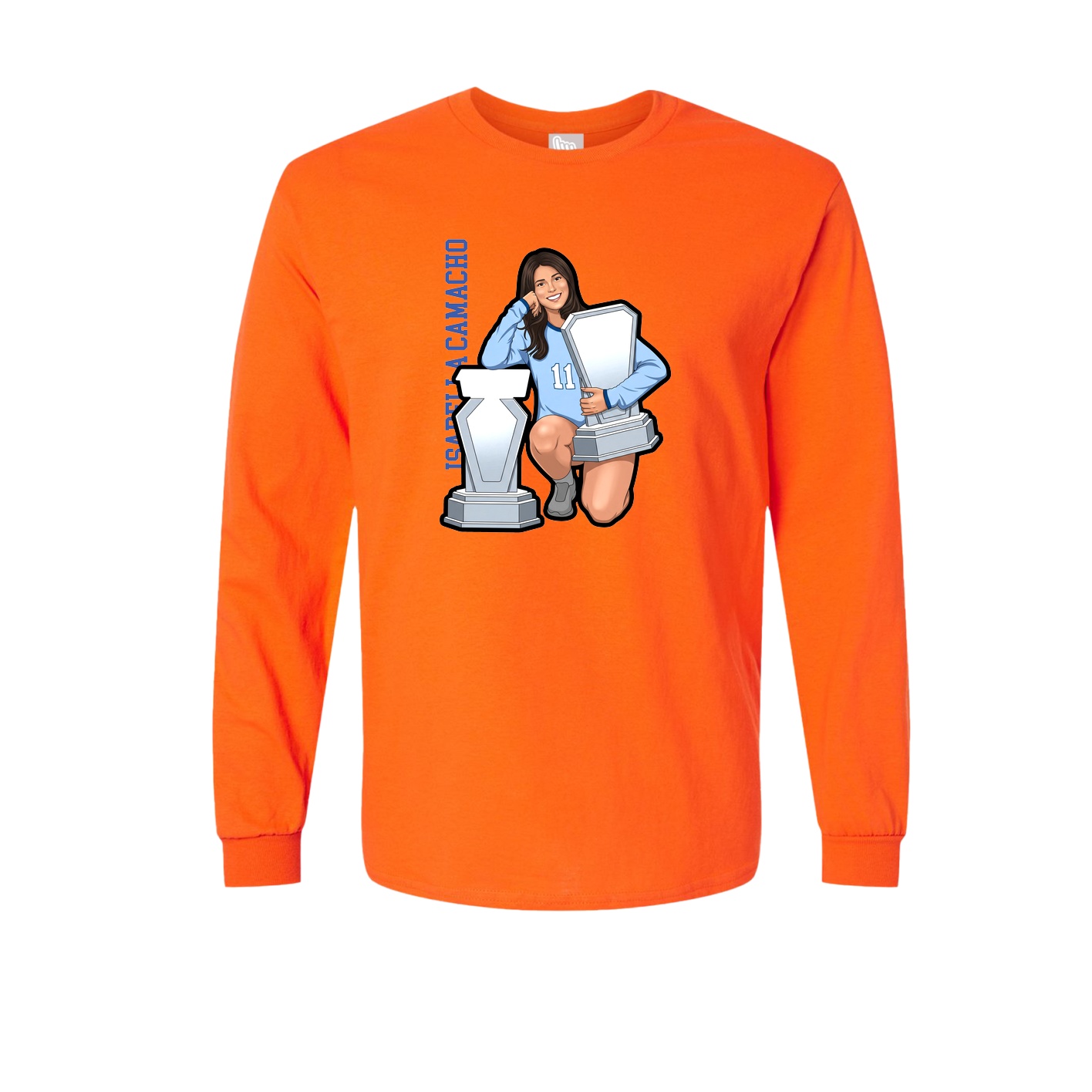 Long Sleeve Tee — Name Vertical in Orange