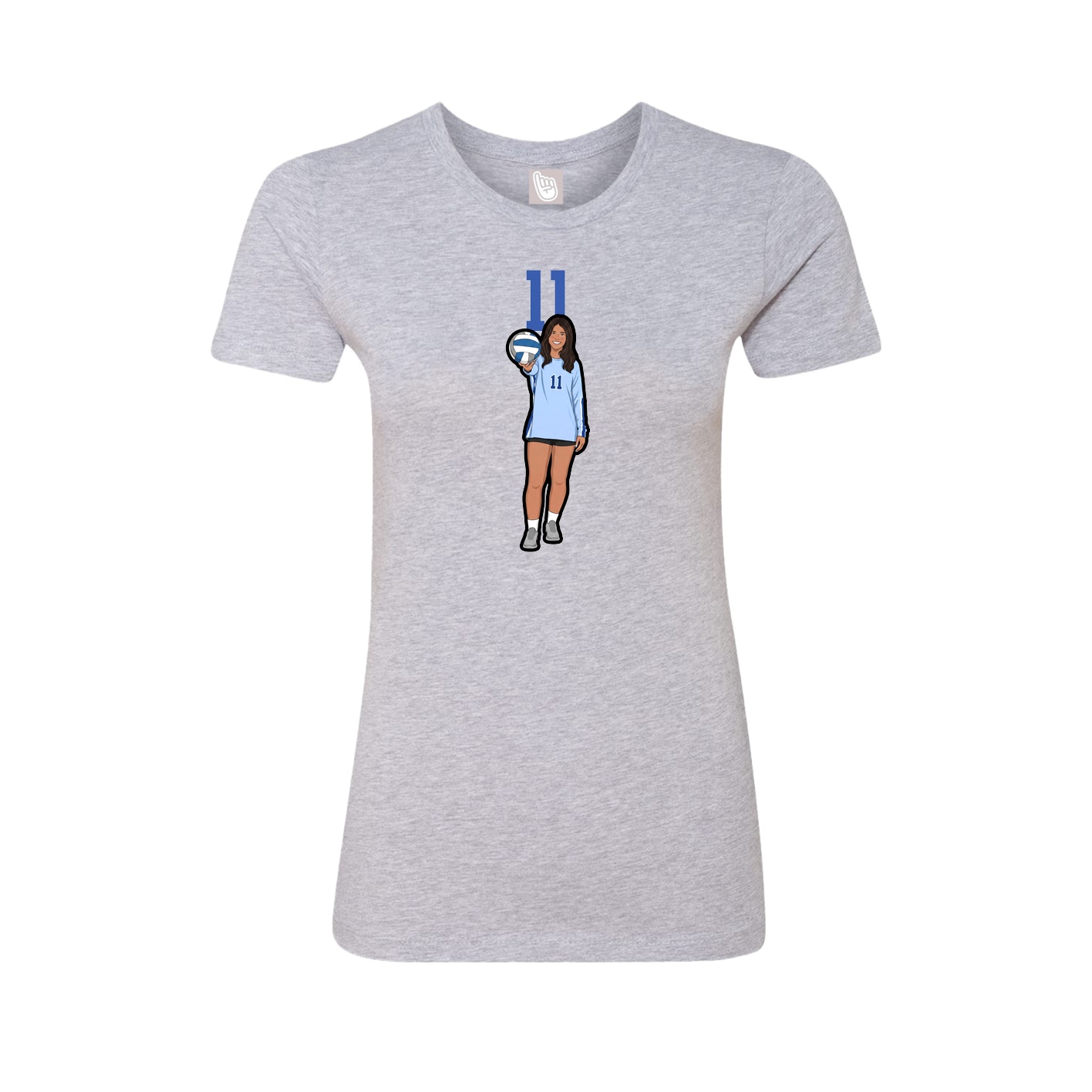 Fitted Women's Tee — Number Top in Grey