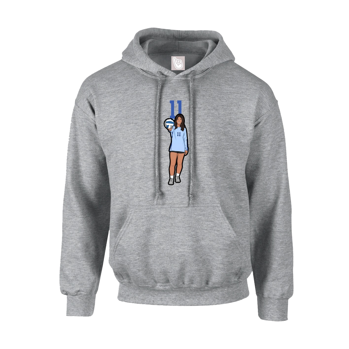 Hoodie — Number Top in Grey