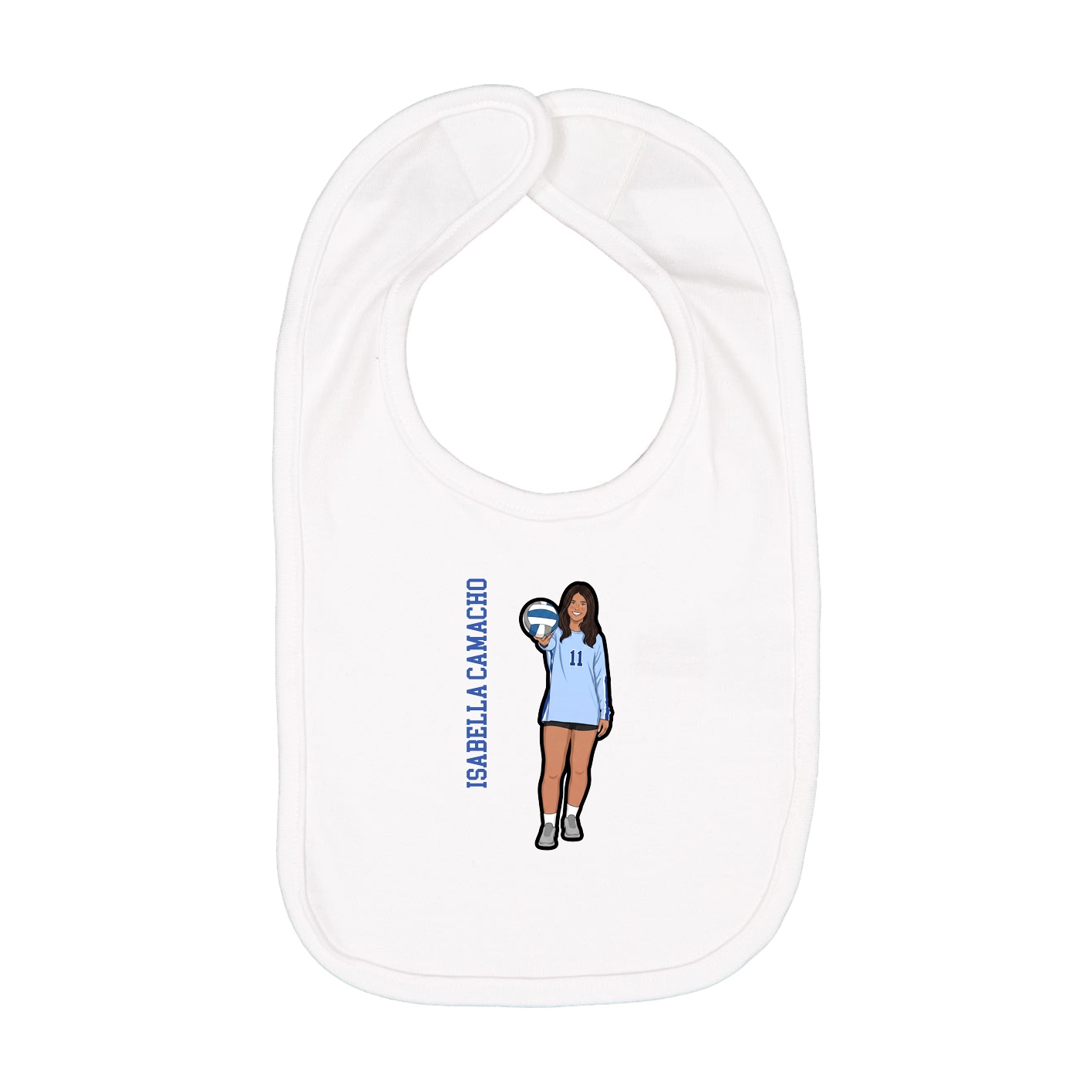 Infant Bib — Name Vertical in White