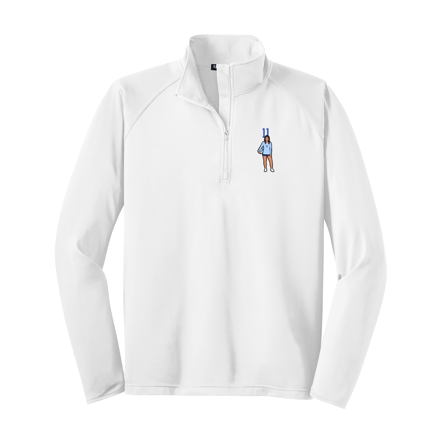 Q-Zip Pullover — Number Top in White