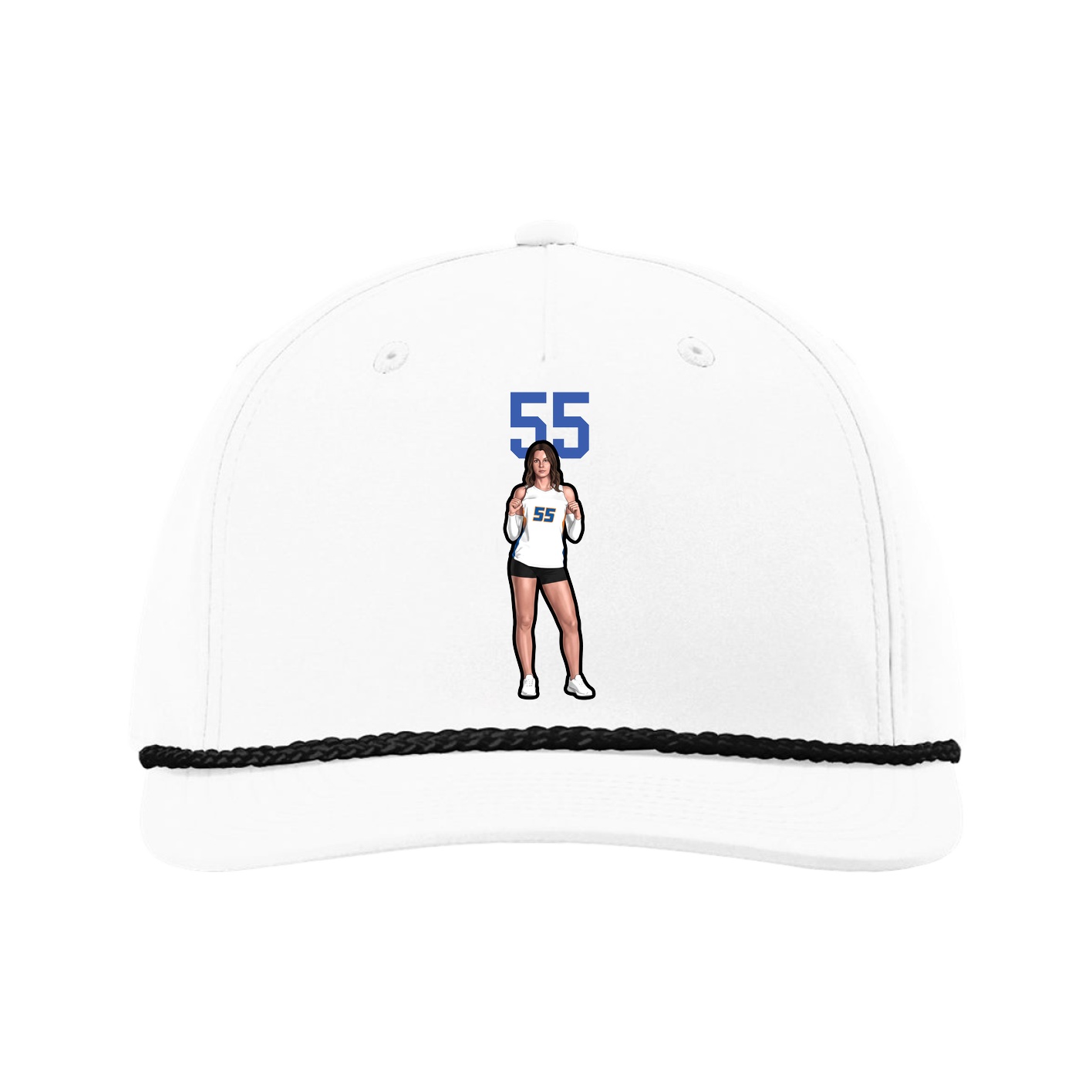 Five-Panel Classic Rope Cap — Number Top in White