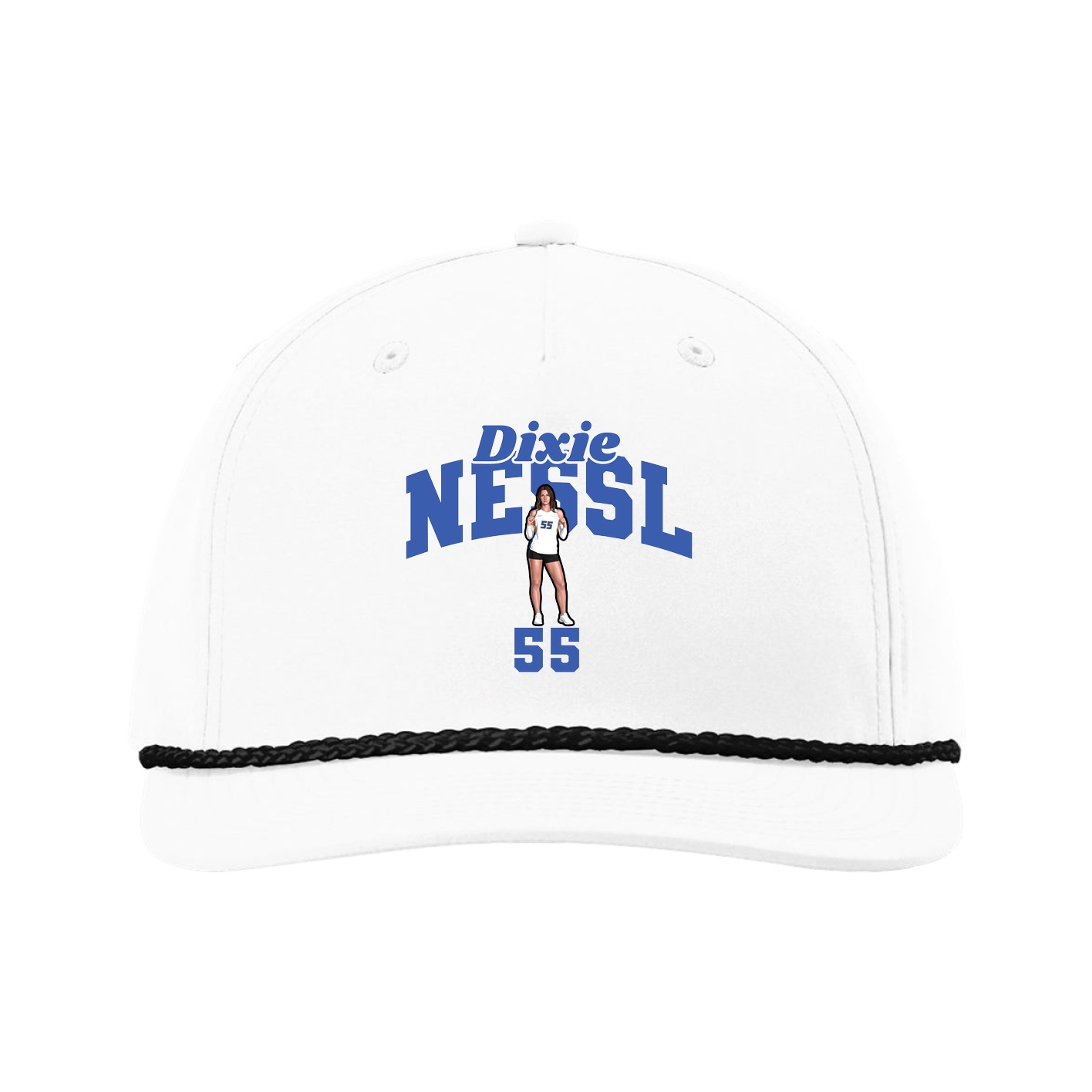 Five-Panel Classic Rope Cap — Signature Arch in White