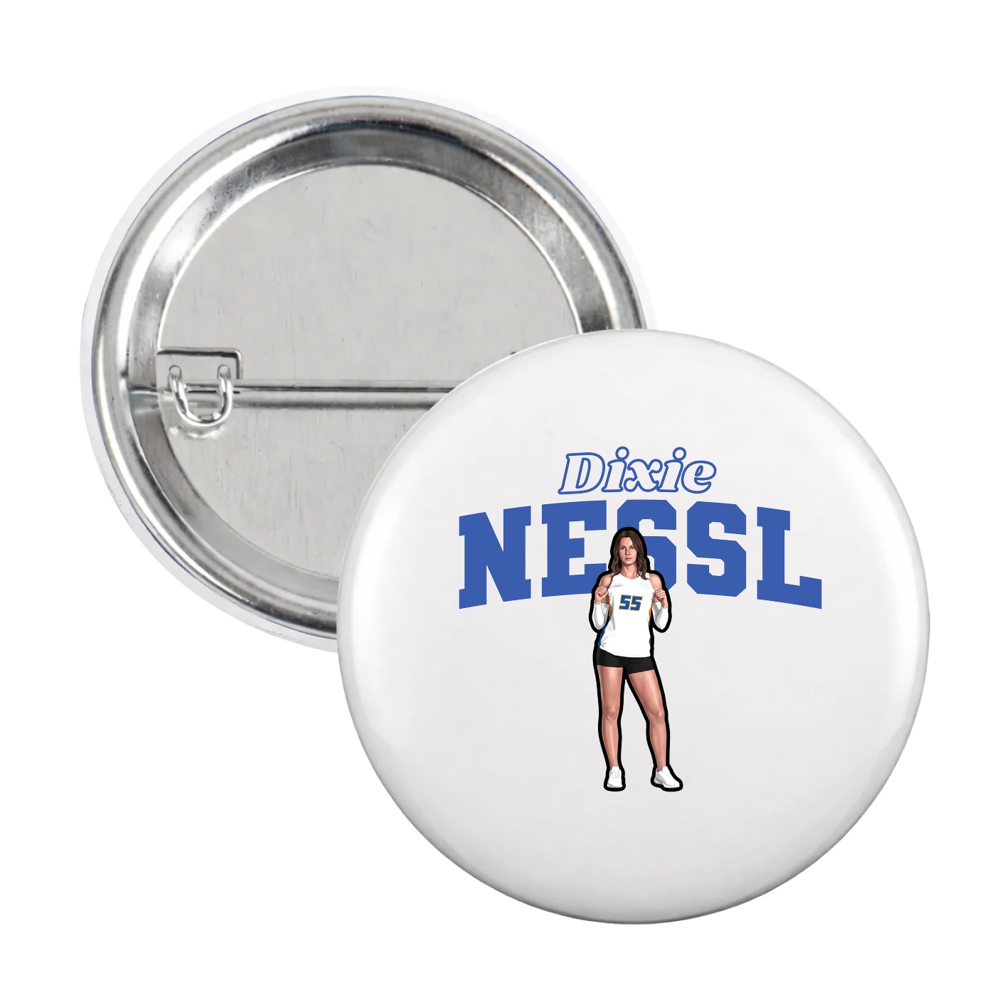 Game Day Button — Name Arch in White