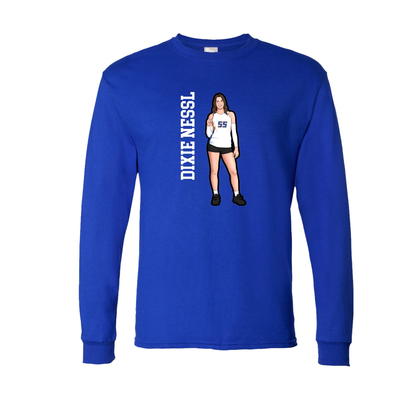 Long Sleeve Tee — Name Vertical in Royal