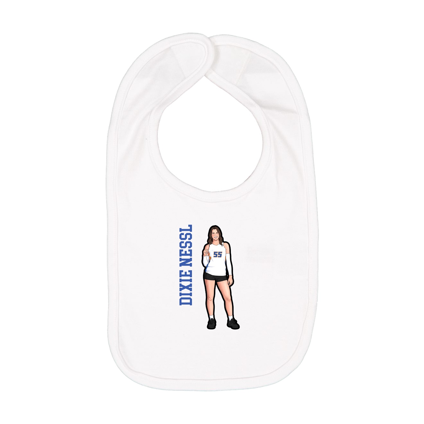 Infant Bib — Name Vertical in White