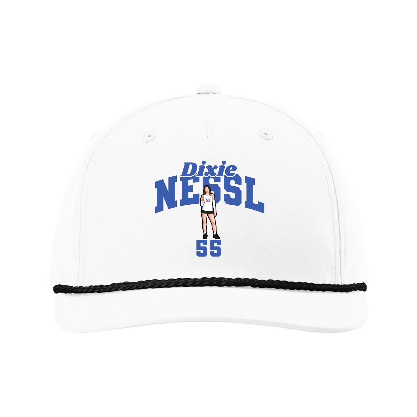 Five-Panel Classic Rope Cap — Signature Arch in White