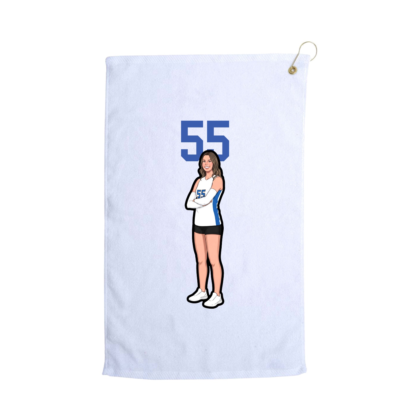Golf Towel — Number Top in White