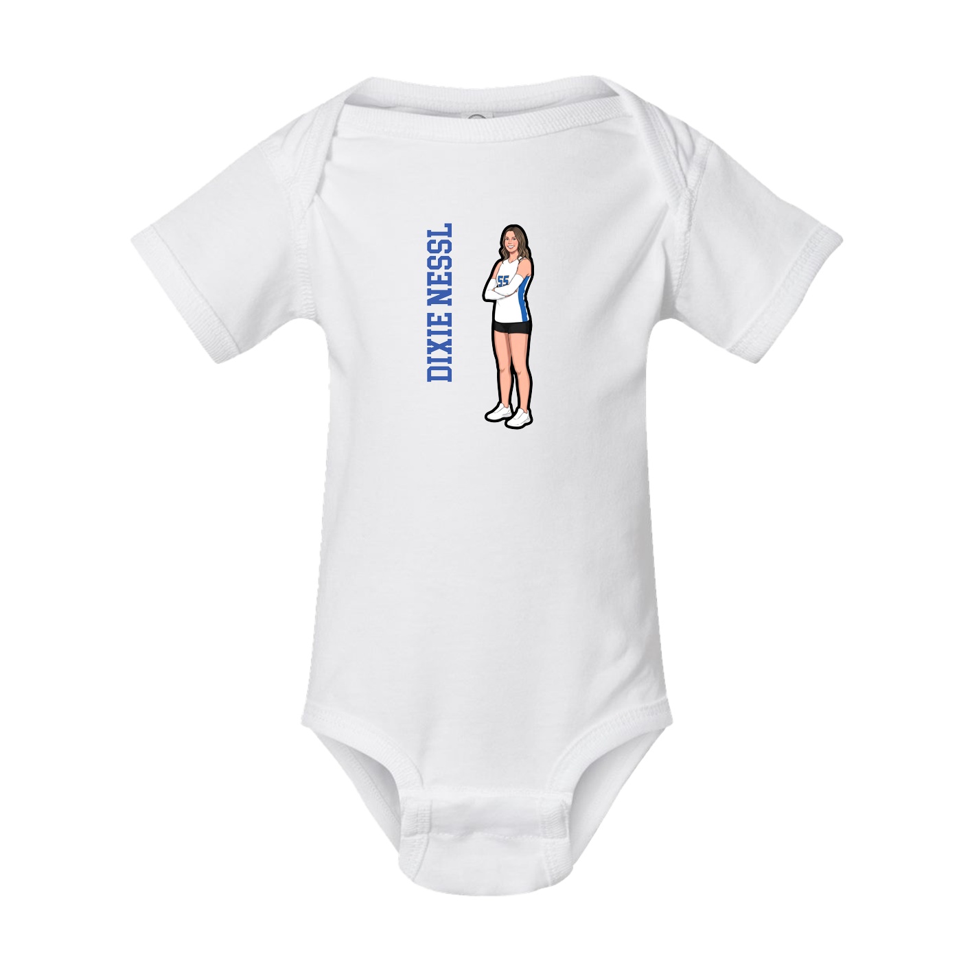 Baby Onesie — Name Vertical in White