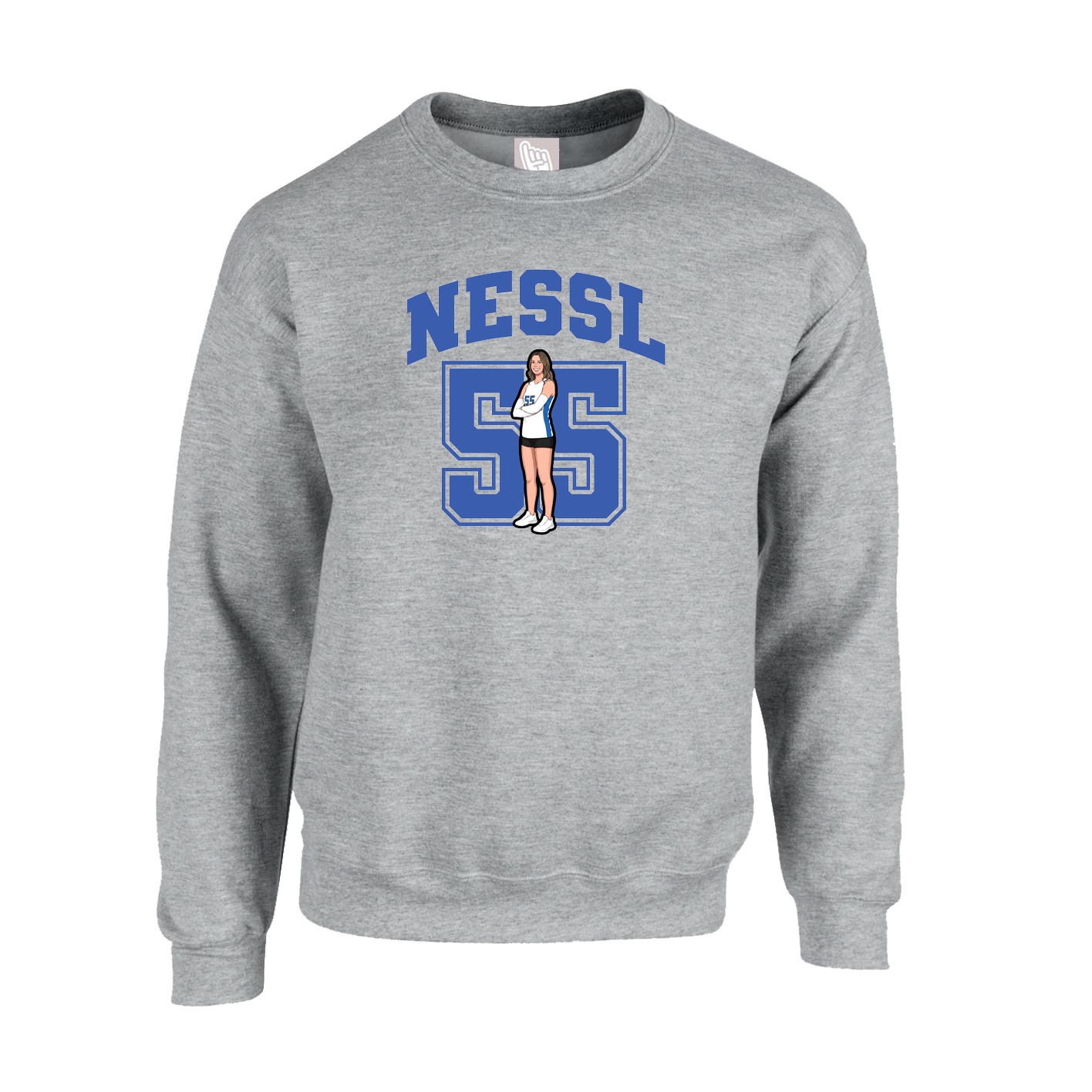 Fleece Crew — Number in Grey