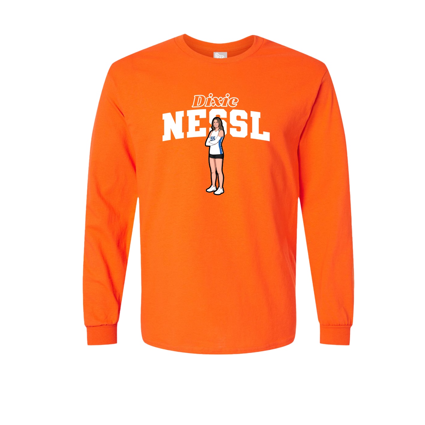 Long Sleeve Tee — Name Arch in Orange