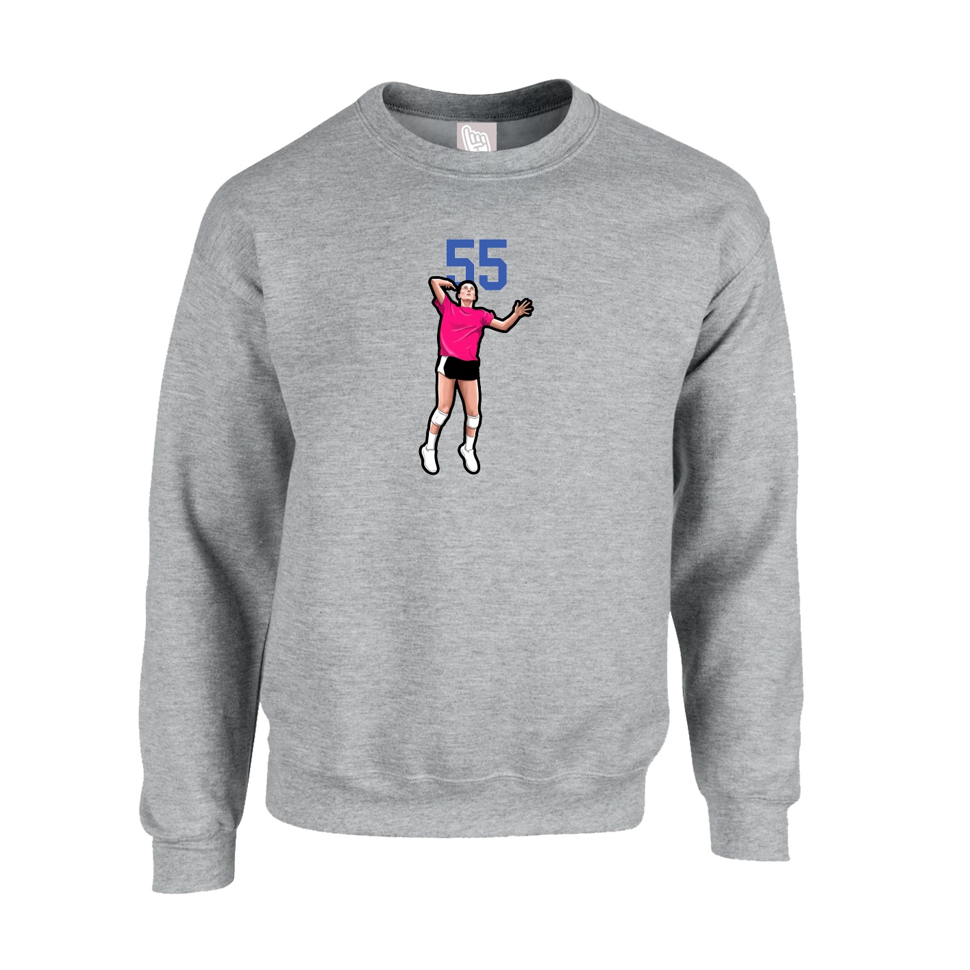 Fleece Crew — Number Top in Grey
