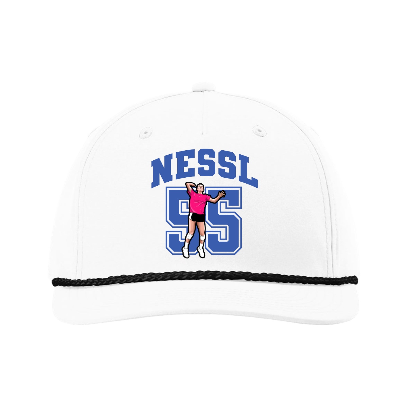 Five-Panel Classic Rope Cap — Number in White