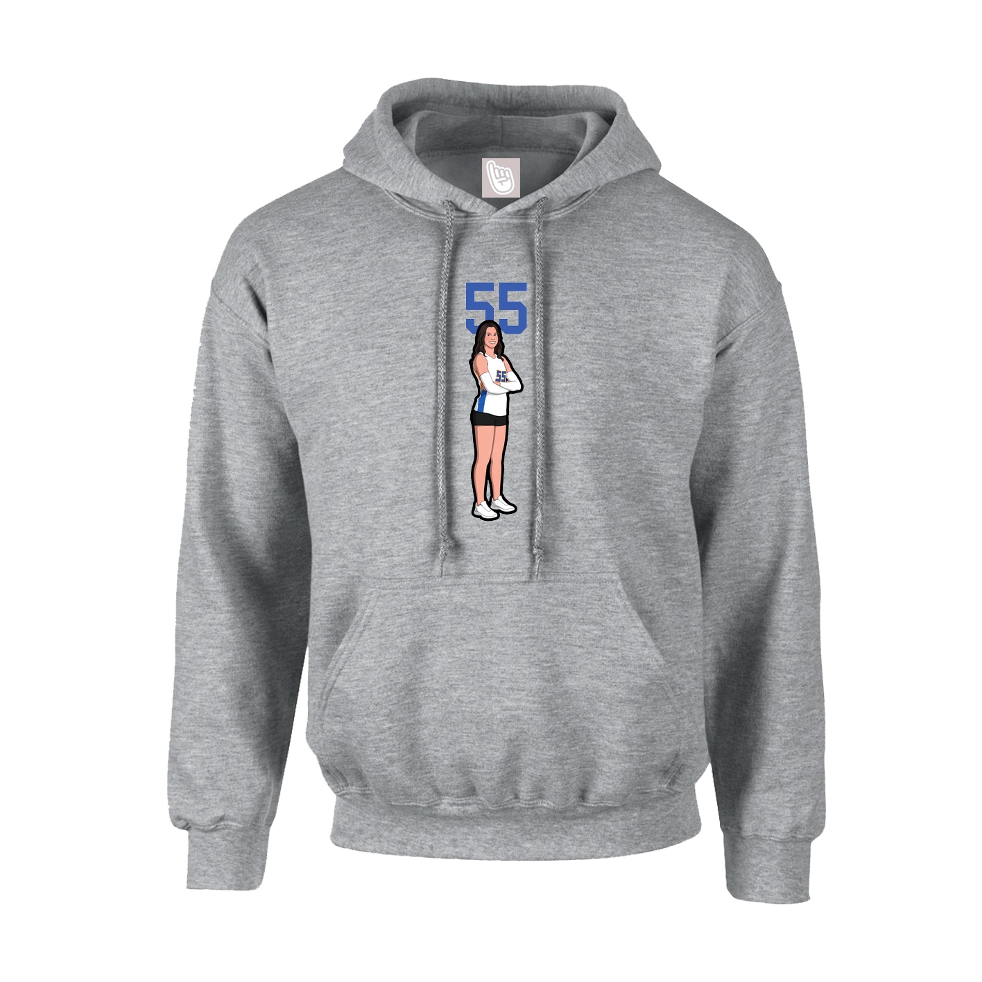 Hoodie — Number Top in Grey