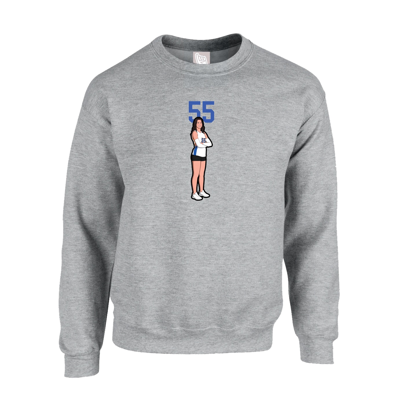 Fleece Crew — Number Top in Grey