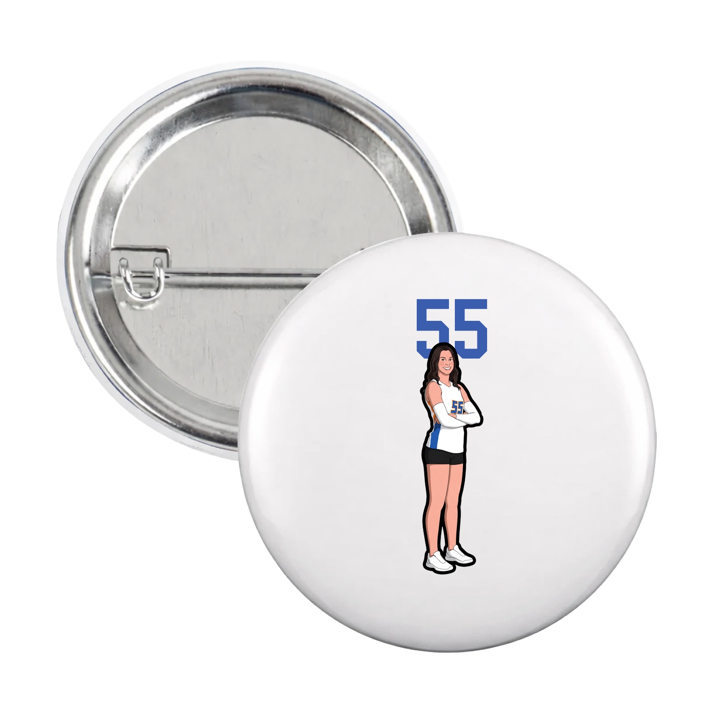 Game Day Button — Number Top in White