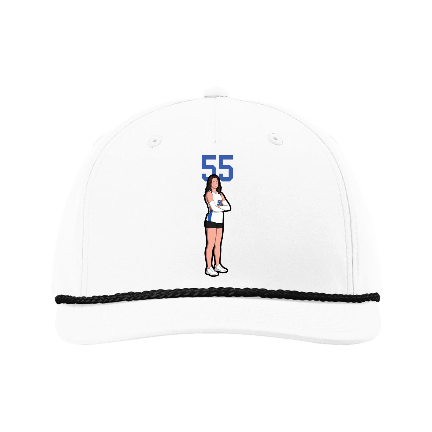 Five-Panel Classic Rope Cap — Number Top in White