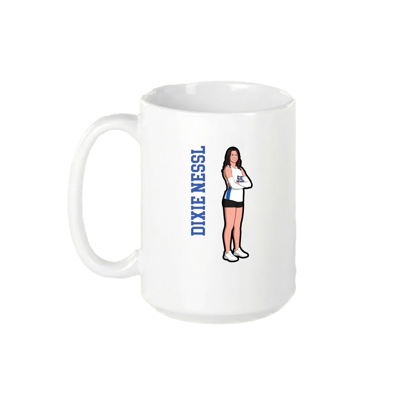 15oz Coffee Mug — Name Vertical in White