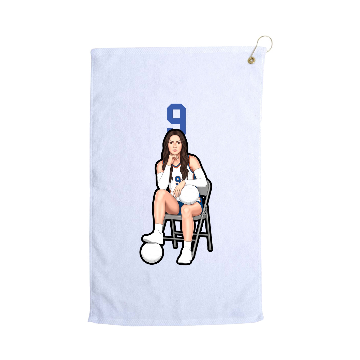 Golf Towel — Number Top in White