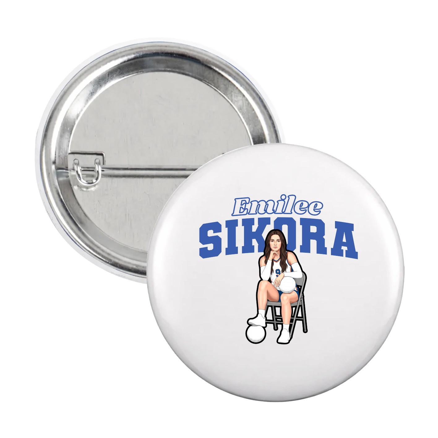 Game Day Button — Name Arch in White