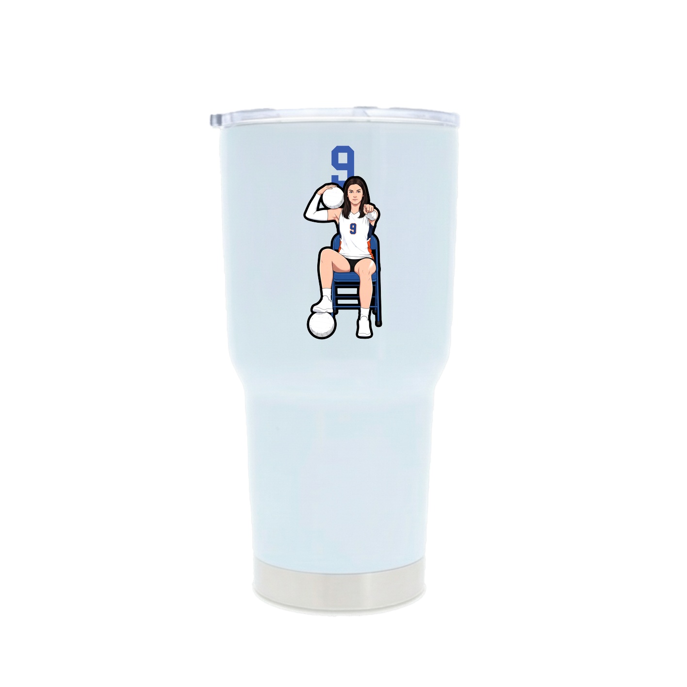 30oz Stainless Steel Tumbler — Number Top in White