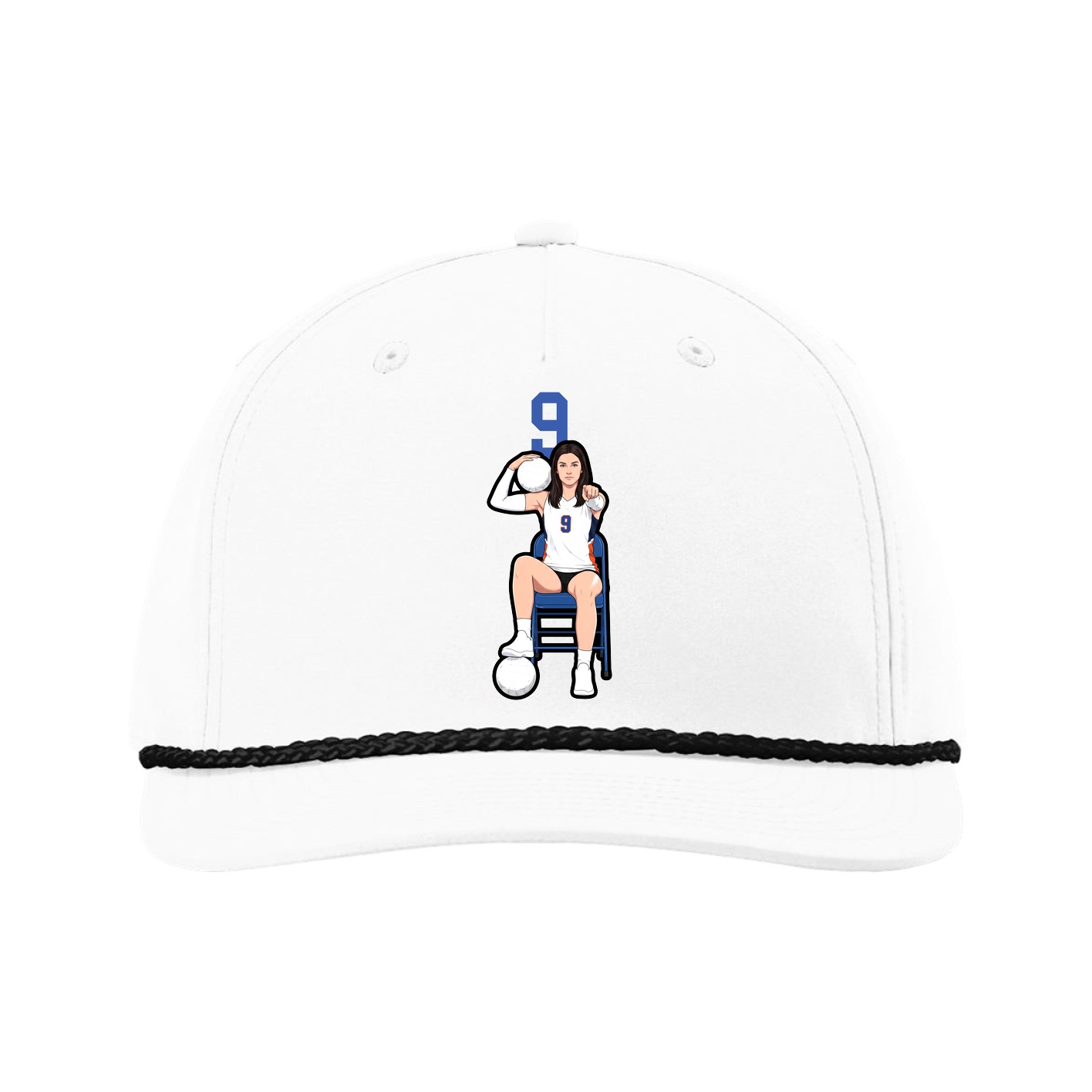 Five-Panel Classic Rope Cap — Number Top in White
