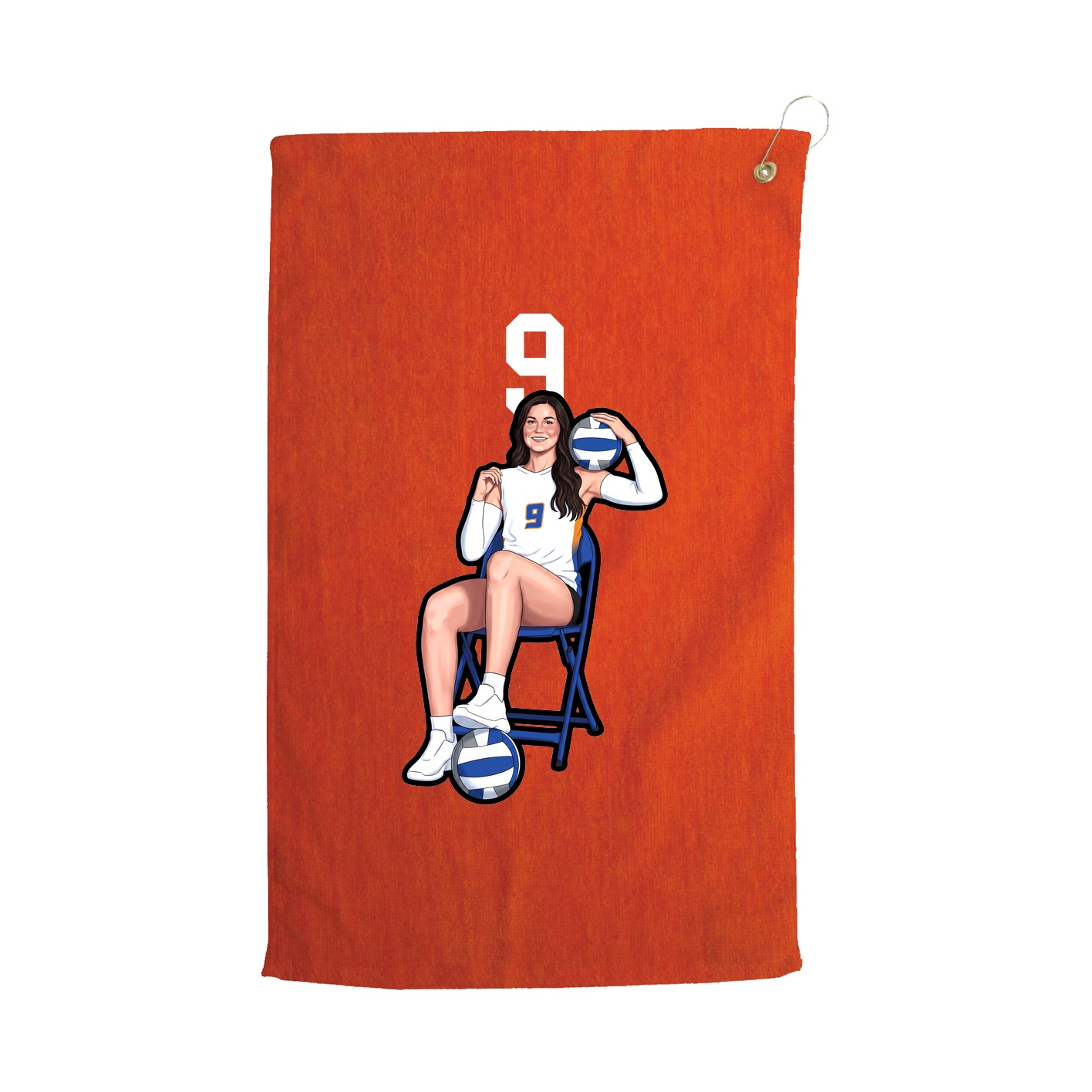 Golf Towel — Number Top in Orange