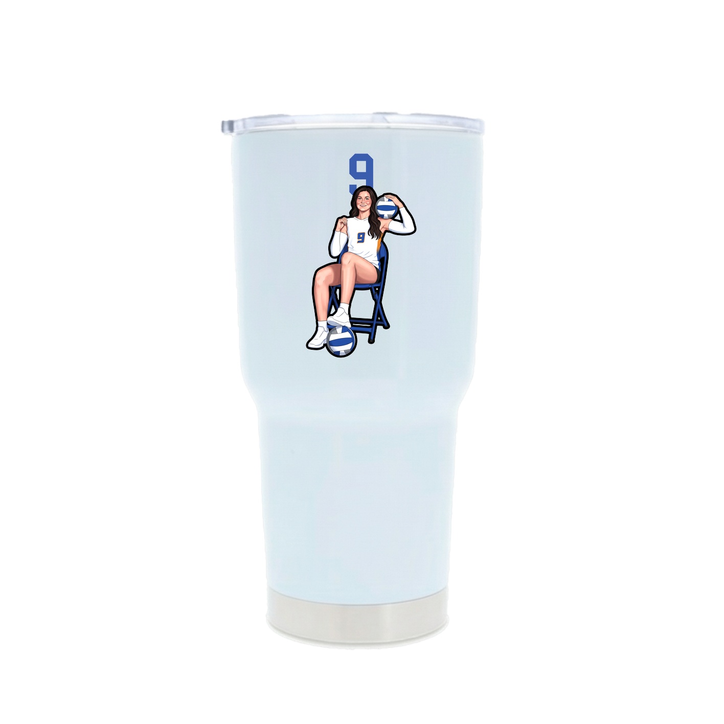30oz Stainless Steel Tumbler — Number Top in White