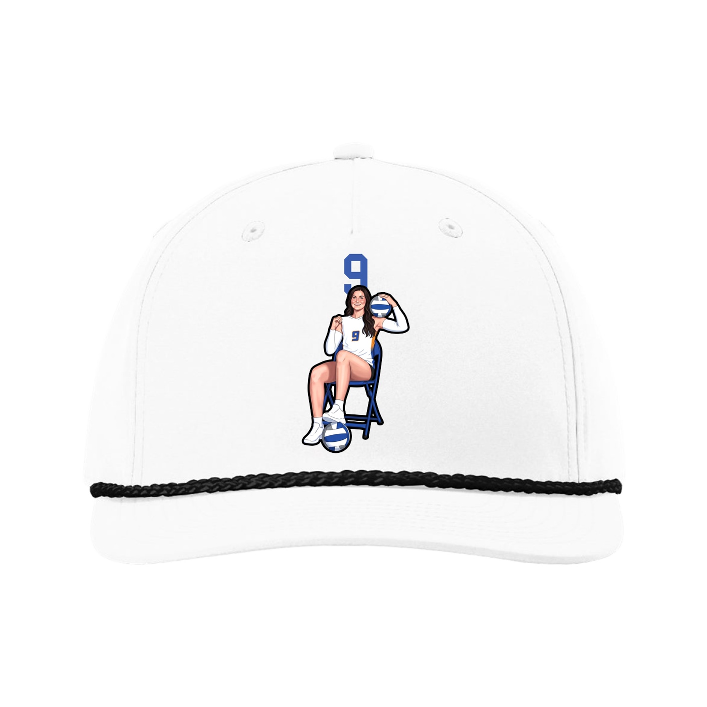 Five-Panel Classic Rope Cap — Number Top in White