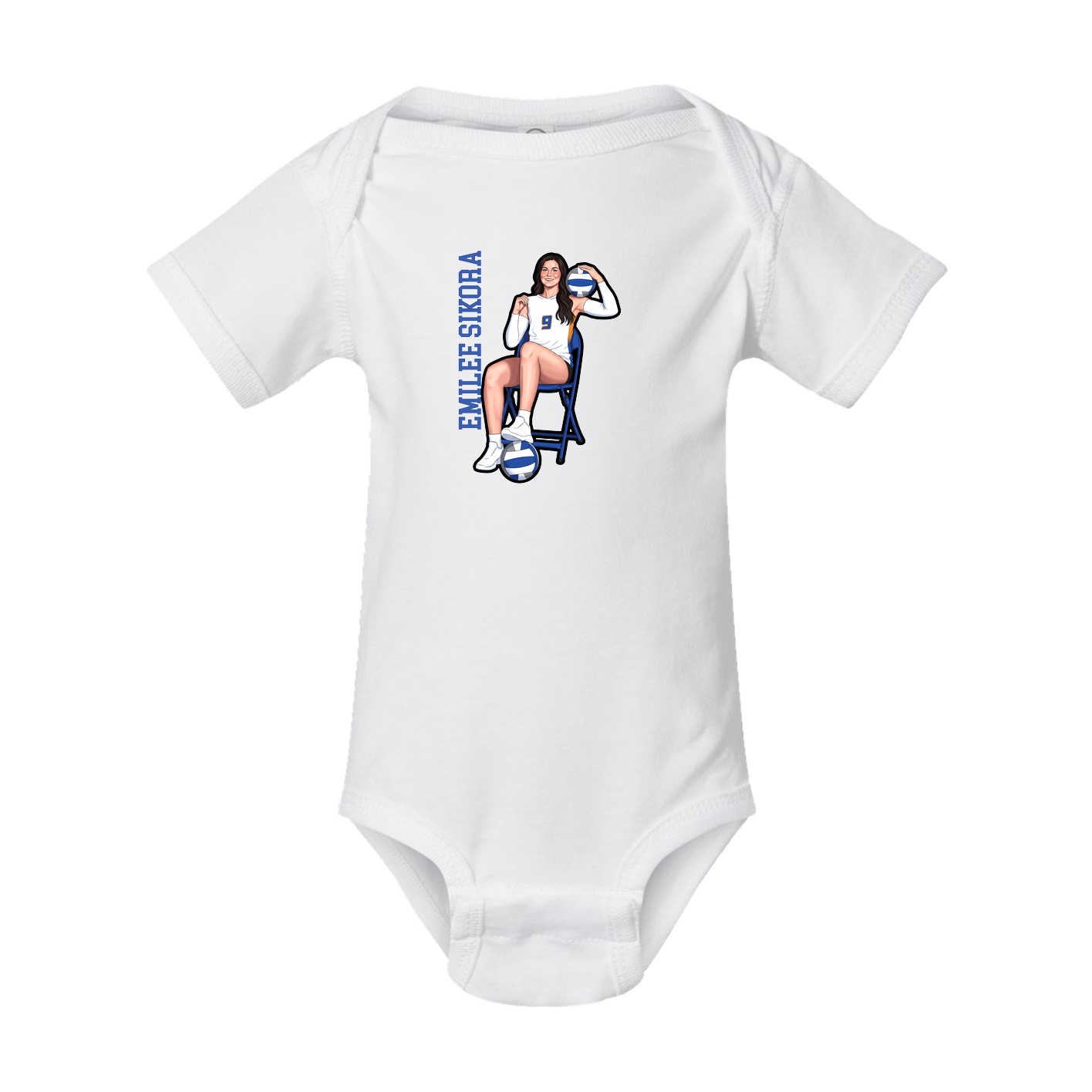 Baby Onesie — Name Vertical in White