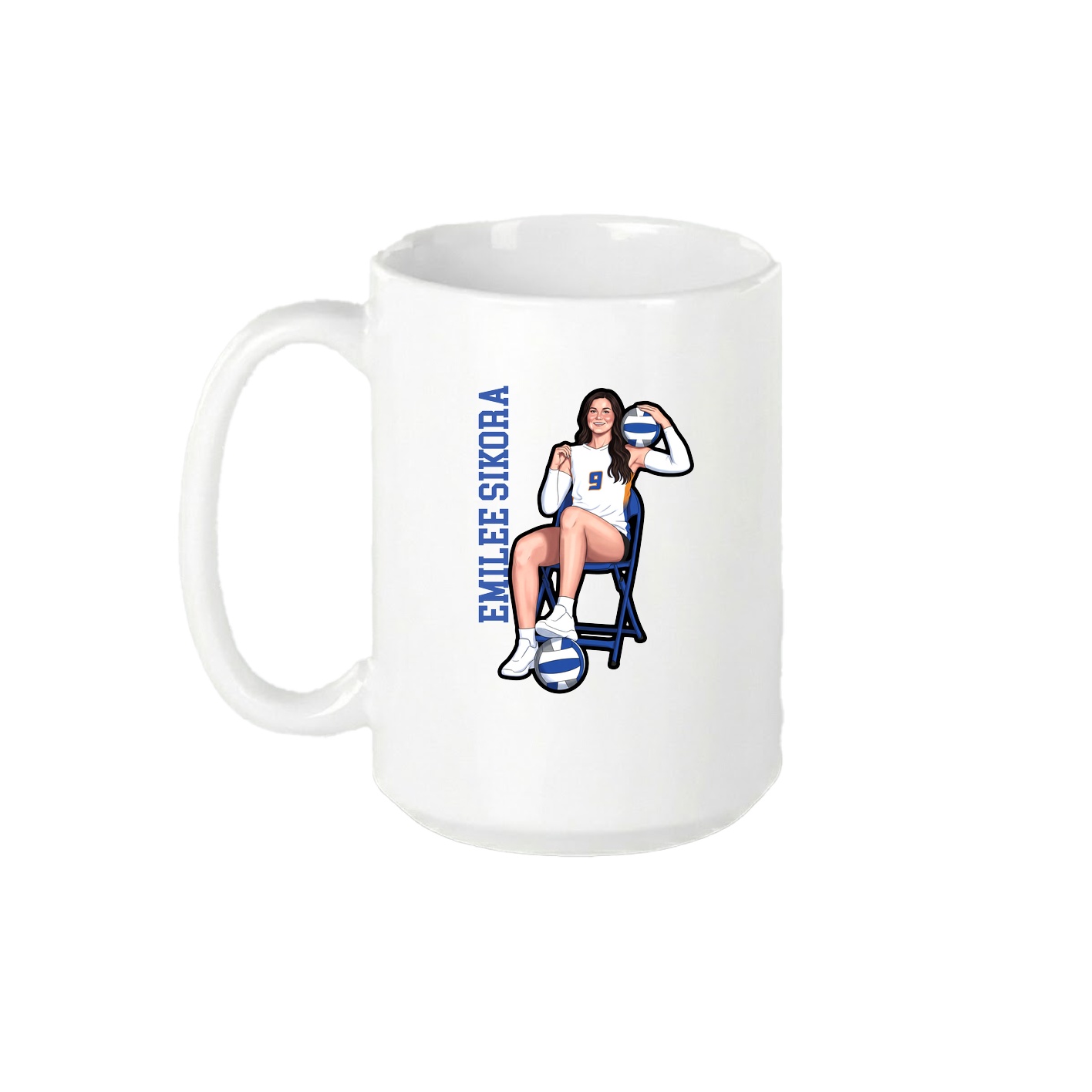 15oz Coffee Mug — Name Vertical in White