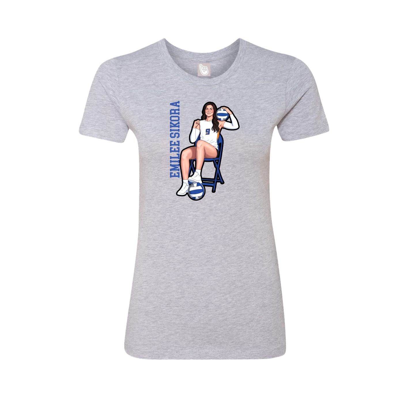 Fitted Women's Tee — Name Vertical in Grey