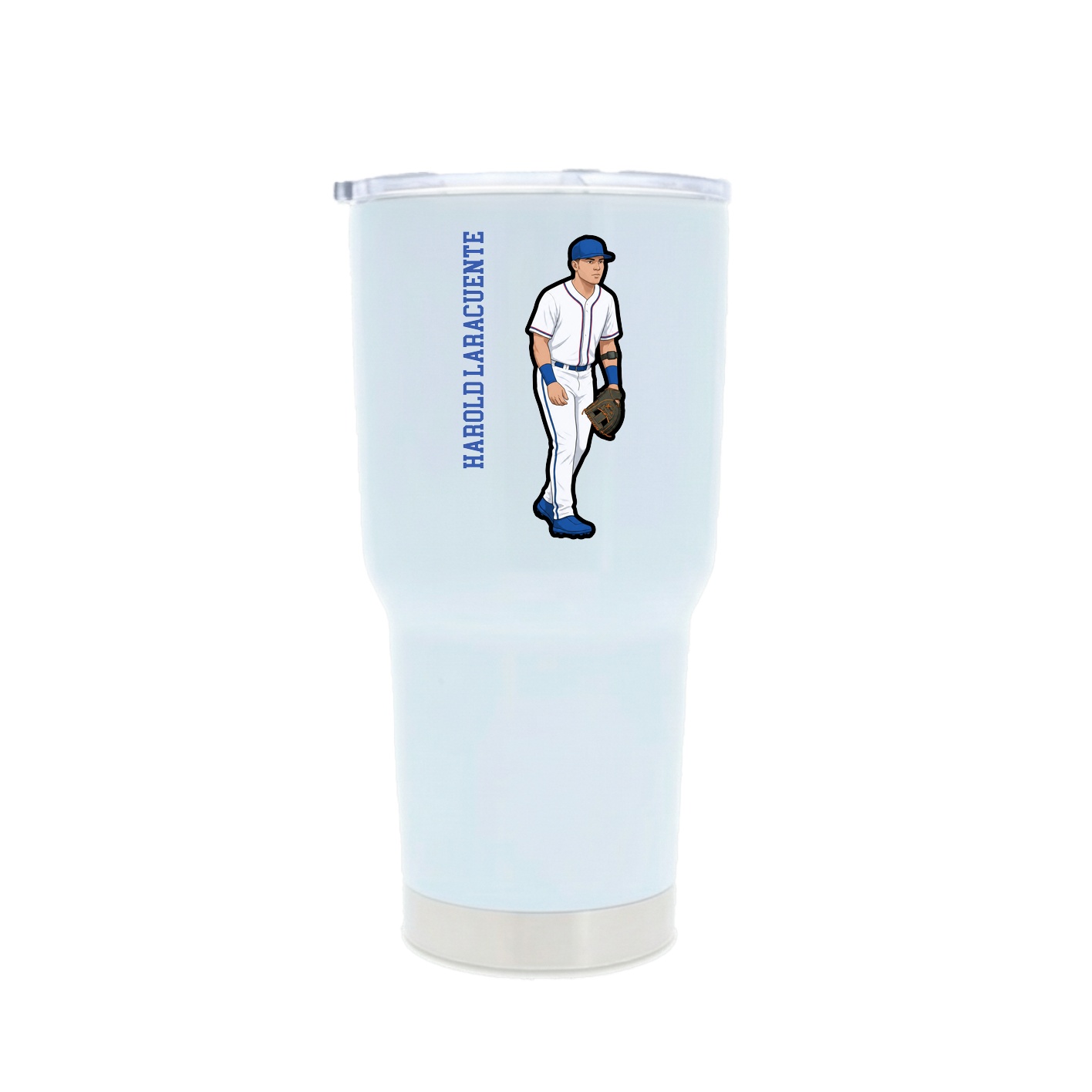 30oz Stainless Steel Tumbler — Name Vertical in White
