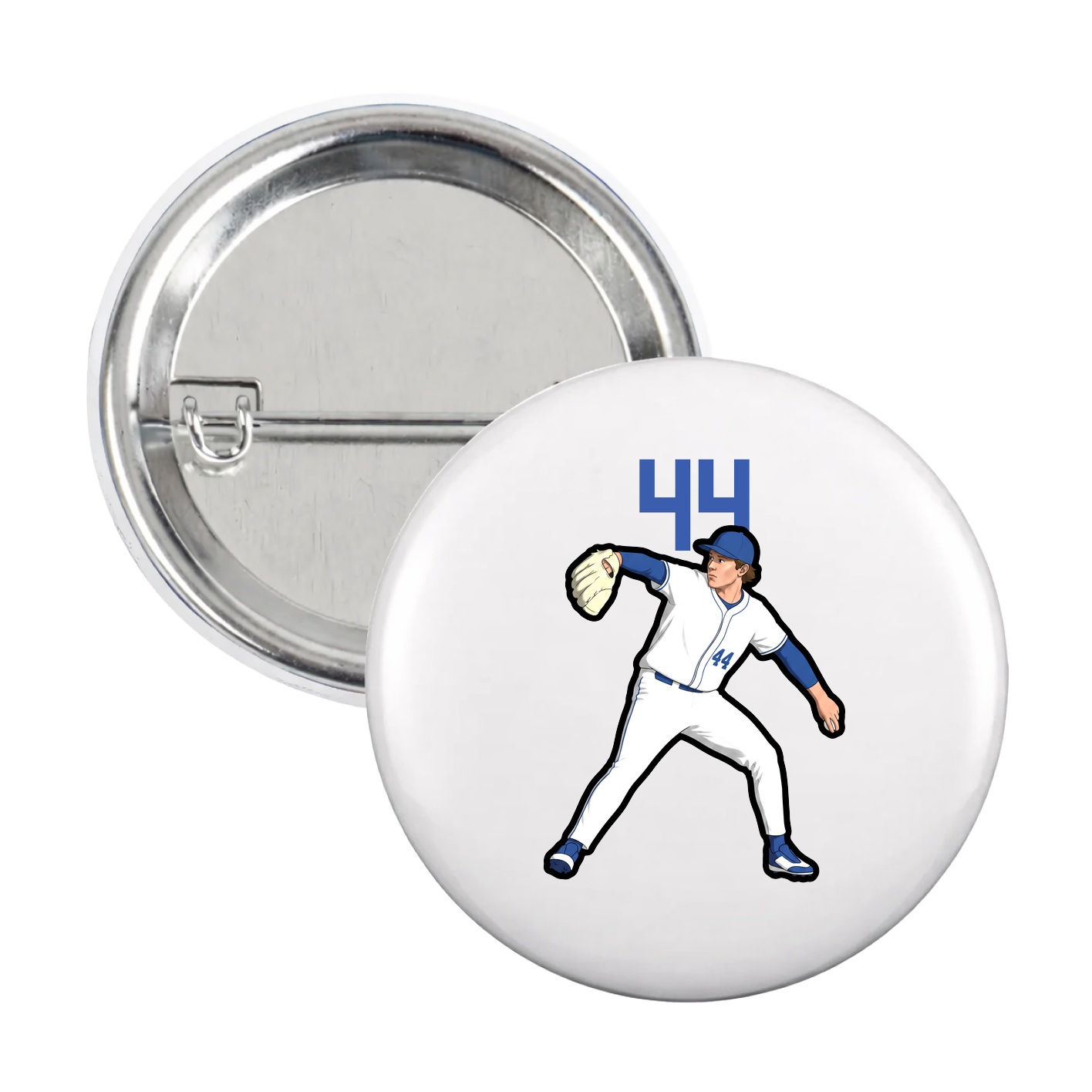 Game Day Button — Number Top in White