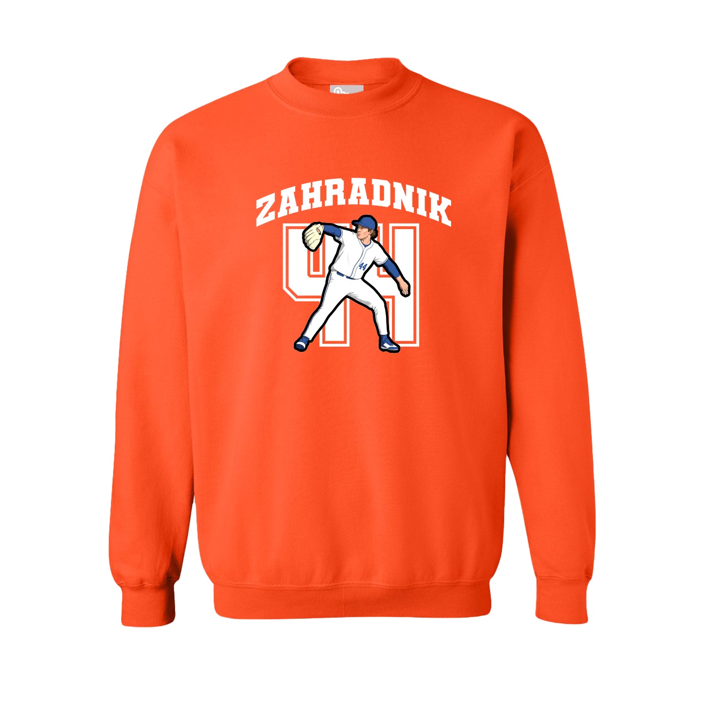 Fleece Crew — Number in Orange