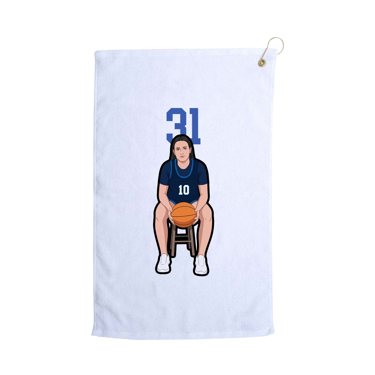Golf Towel — Number Top in White