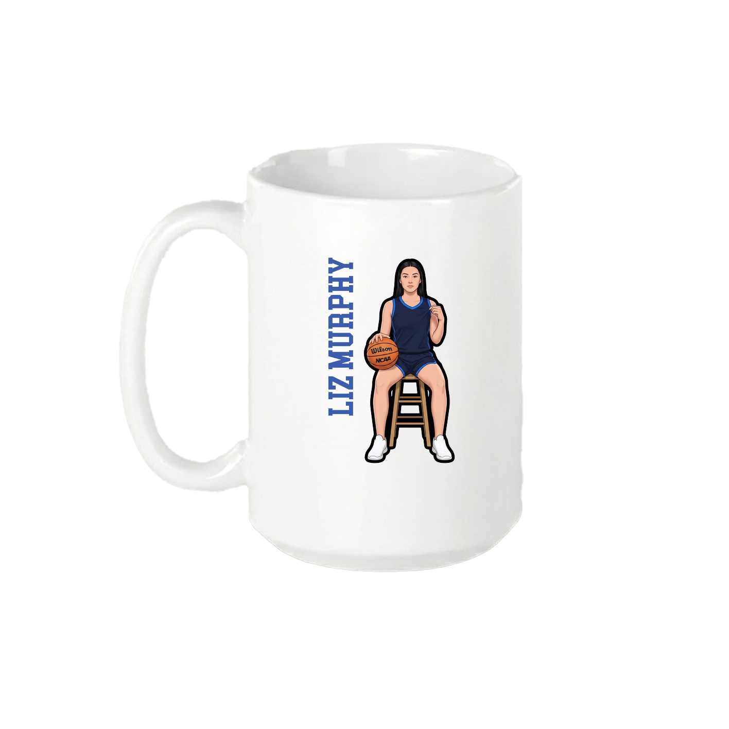 15oz Coffee Mug — Name Vertical in White