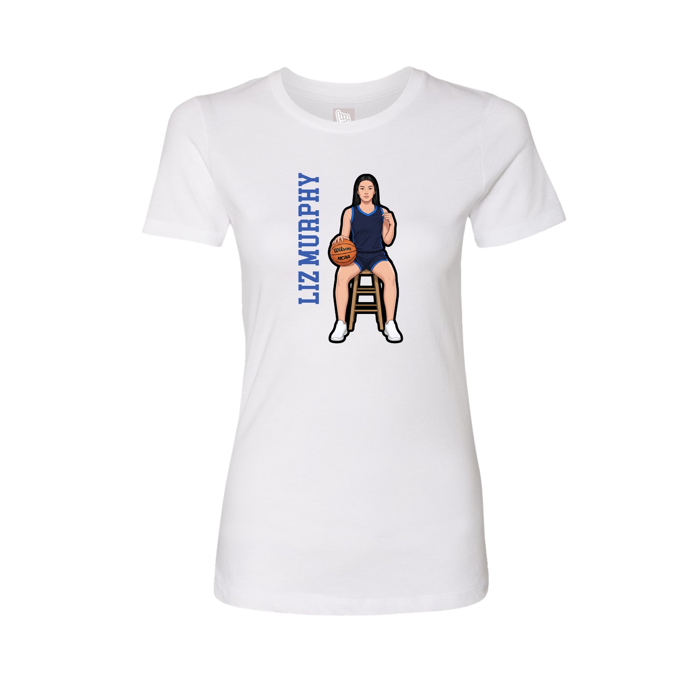 Fitted Women's Tee — Name Vertical in White