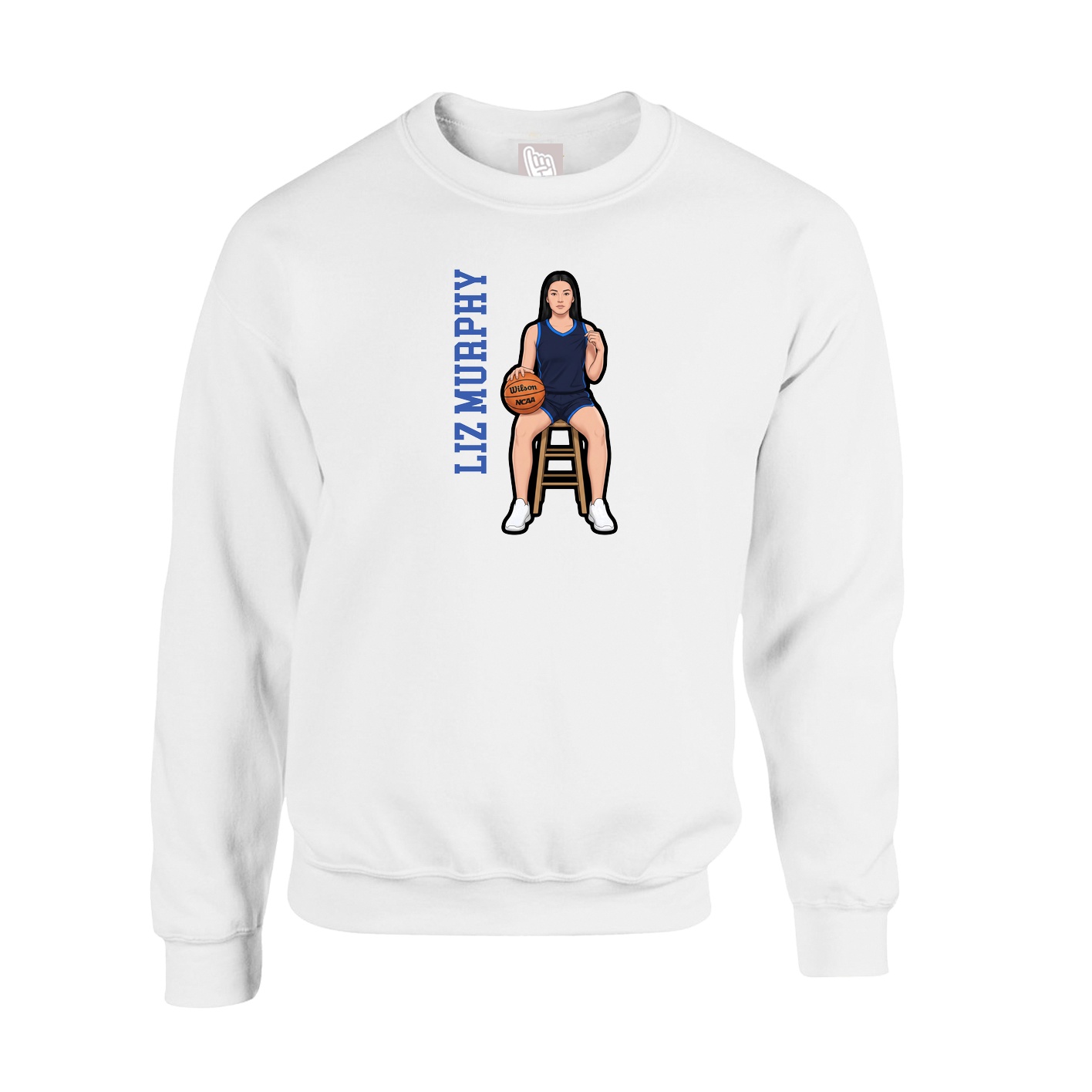 Fleece Crew — Name Vertical in White
