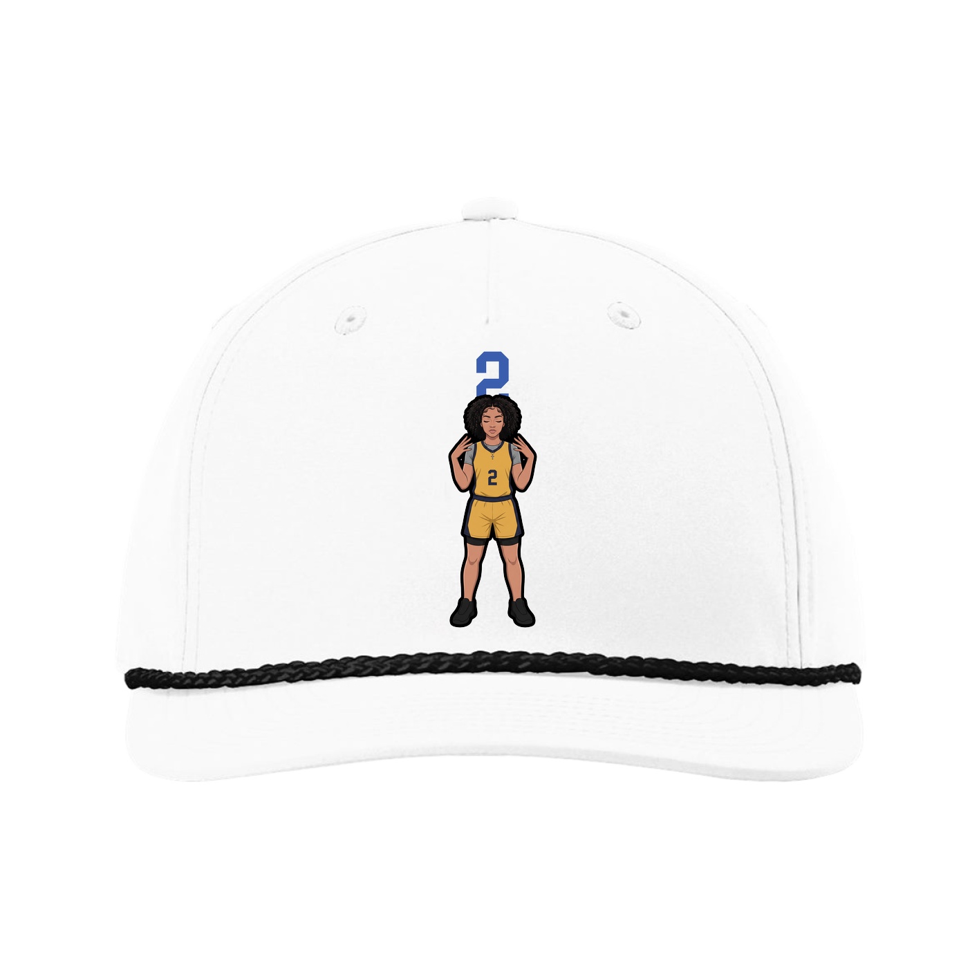Five-Panel Classic Rope Cap — Number Top in White