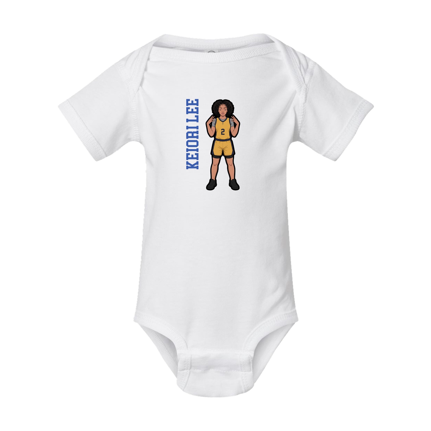 Baby Onesie — Name Vertical in White