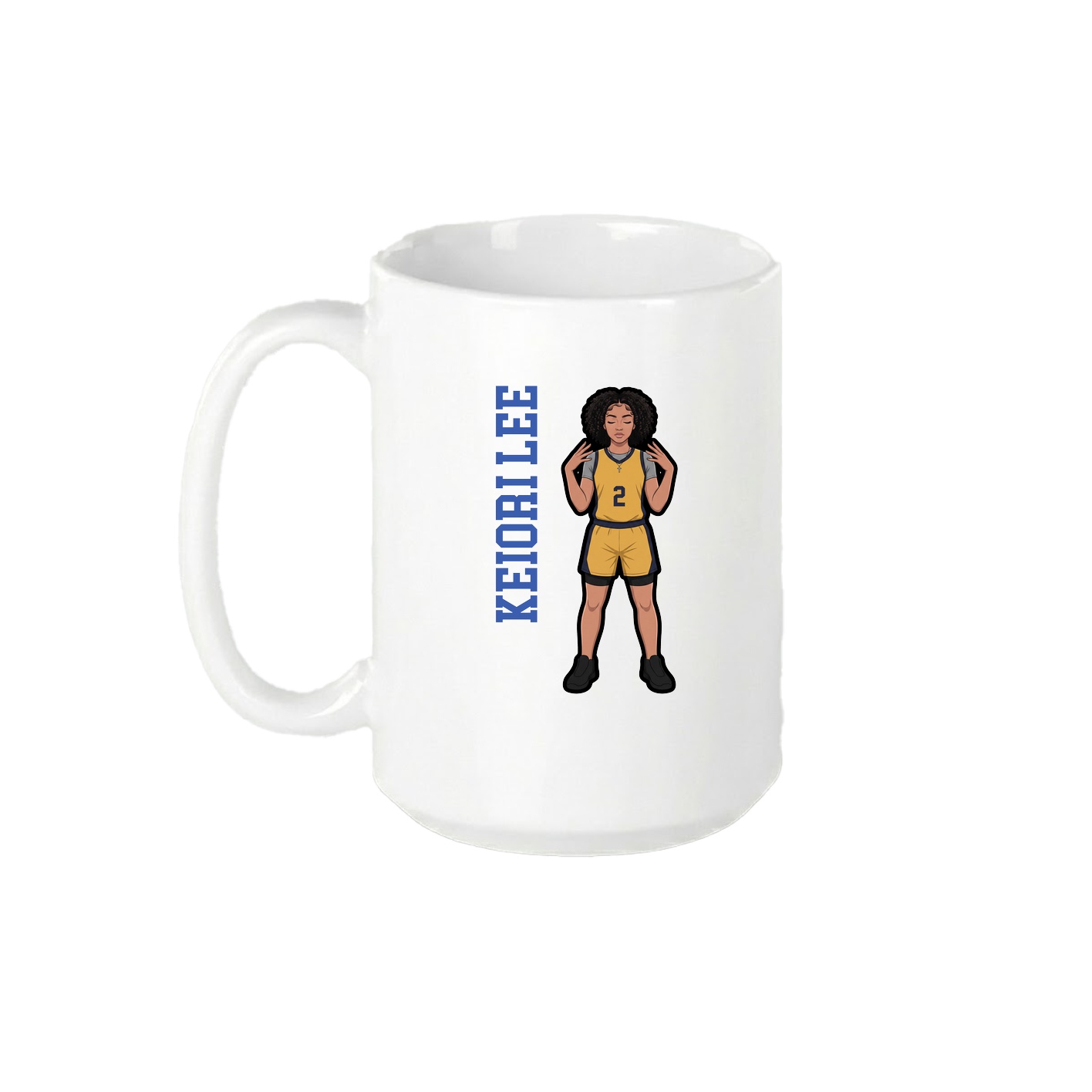 15oz Coffee Mug — Name Vertical in White