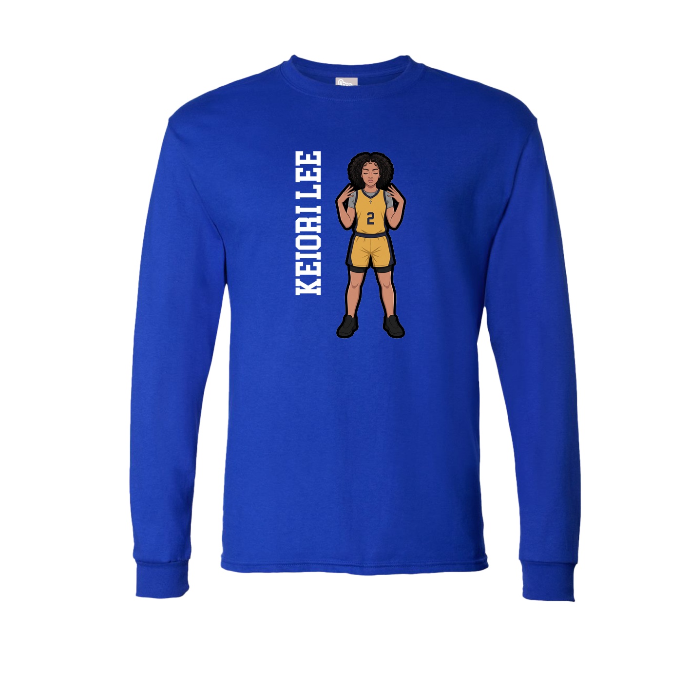Long Sleeve Tee — Name Vertical in Royal
